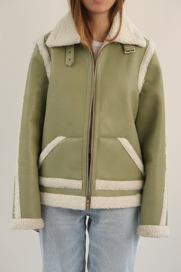 Chaqueta Cuero Verde