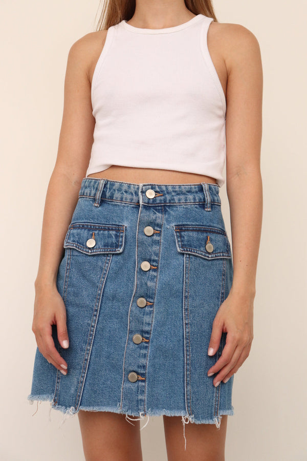 Falda Denim Botones