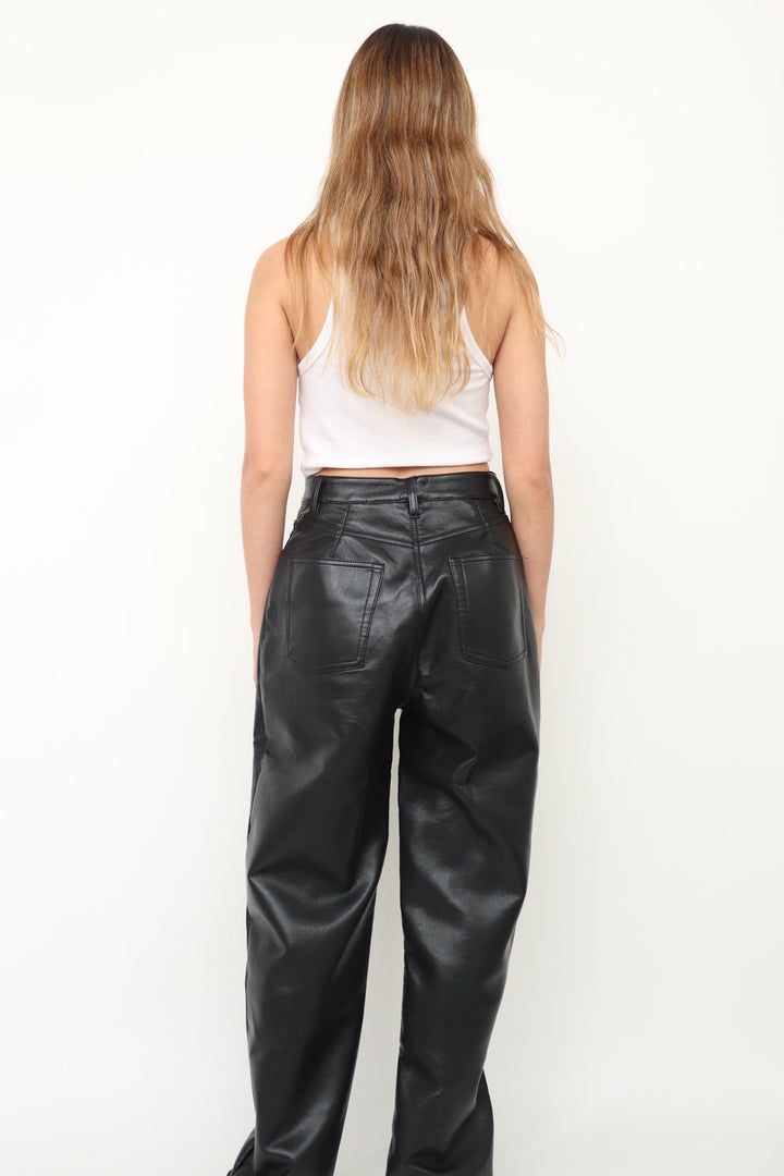 Pantalon Negro Cuero