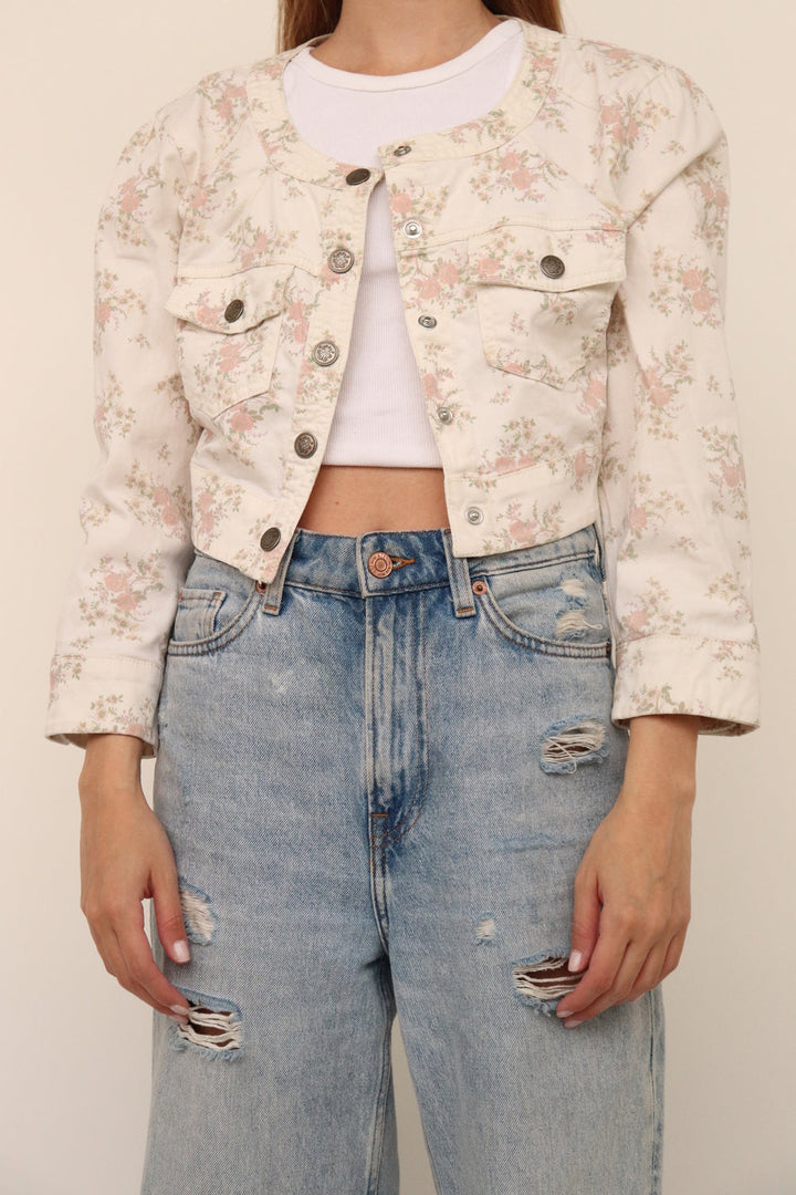 Chaqueta Crop Flores