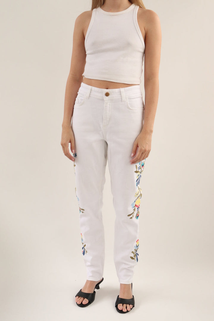 Pantalón blanco flores