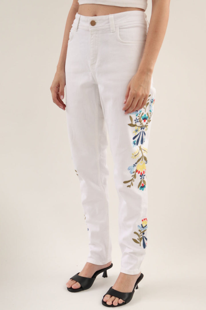 Pantalón blanco flores