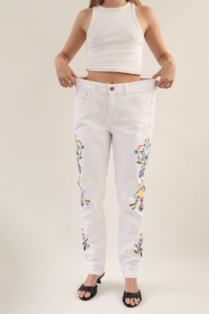 Pantalón blanco flores