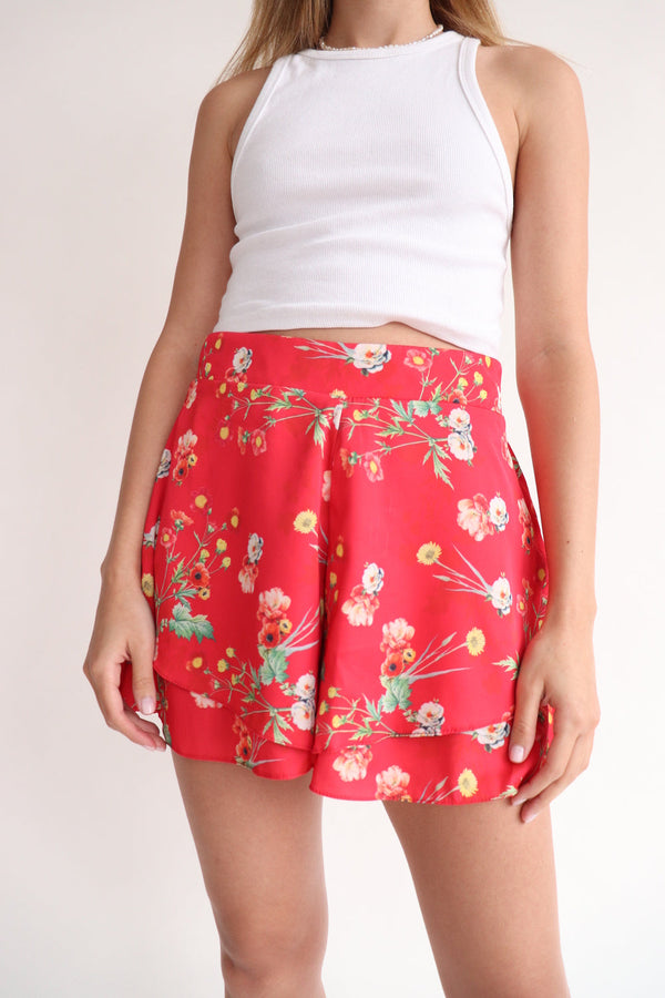 Short Rojo Flores