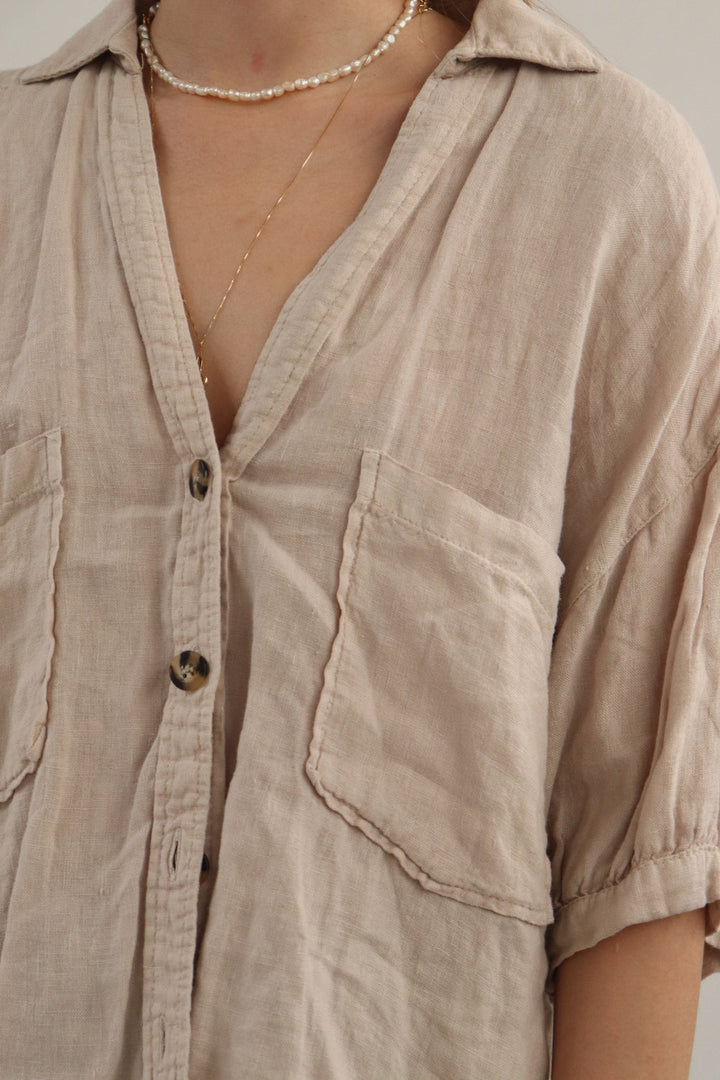 Camisa Lino Beige