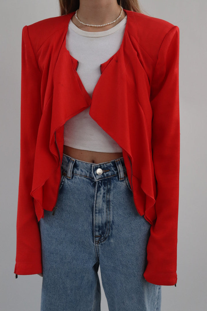 Chaqueta Crop Roja