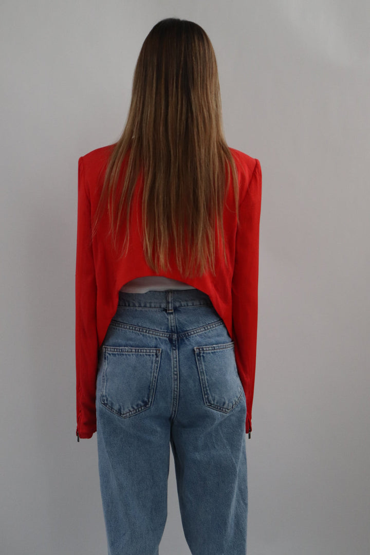 Chaqueta Crop Roja