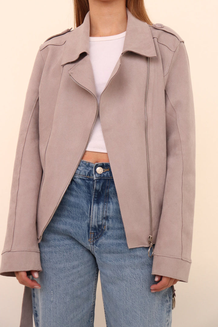 Chaqueta Beige Zipper